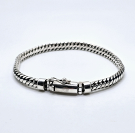 Echt zilveren zware schakelarmband,  22 cm