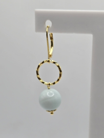 Echt zilveren oorbellen met Amazoniet goud plating