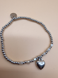 Biba Lief en Joliet armband, stainless steel, zilver