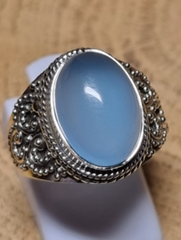 Chalcedoon ring 925 zilver, maat 18.5