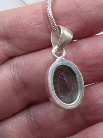 Echt zilveren hanger, Topaas ovaal