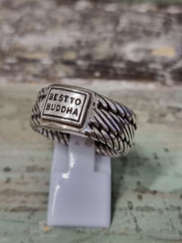 Echt zilveren Best to Budha ring, zwaar model. Maat 19