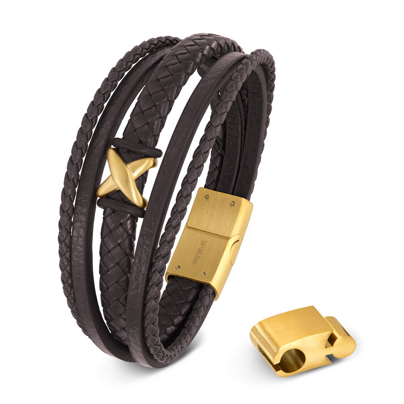 Ixxxi Men armband Elias Mat goud maat 21-22.5 cm