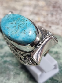 Echt zilveren ring met Turquoise maat 22