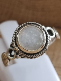 Echt zilveren ring met Maansteen, maat 15.5