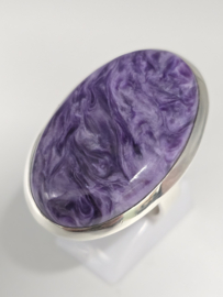 Echt zilveren ring met Charoiet, maat 20