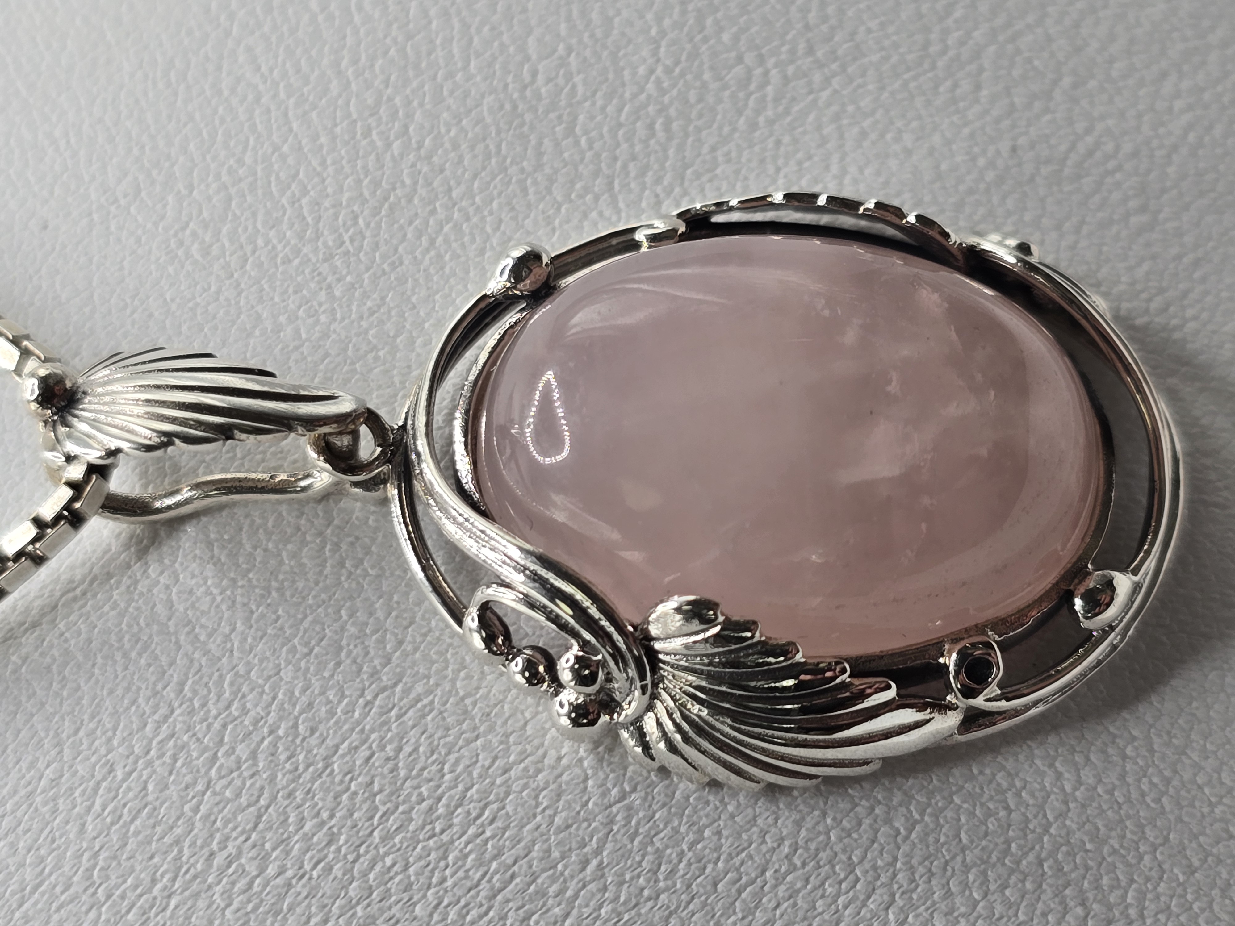 Prachtige echt zilveren hanger met Rozenkwarts