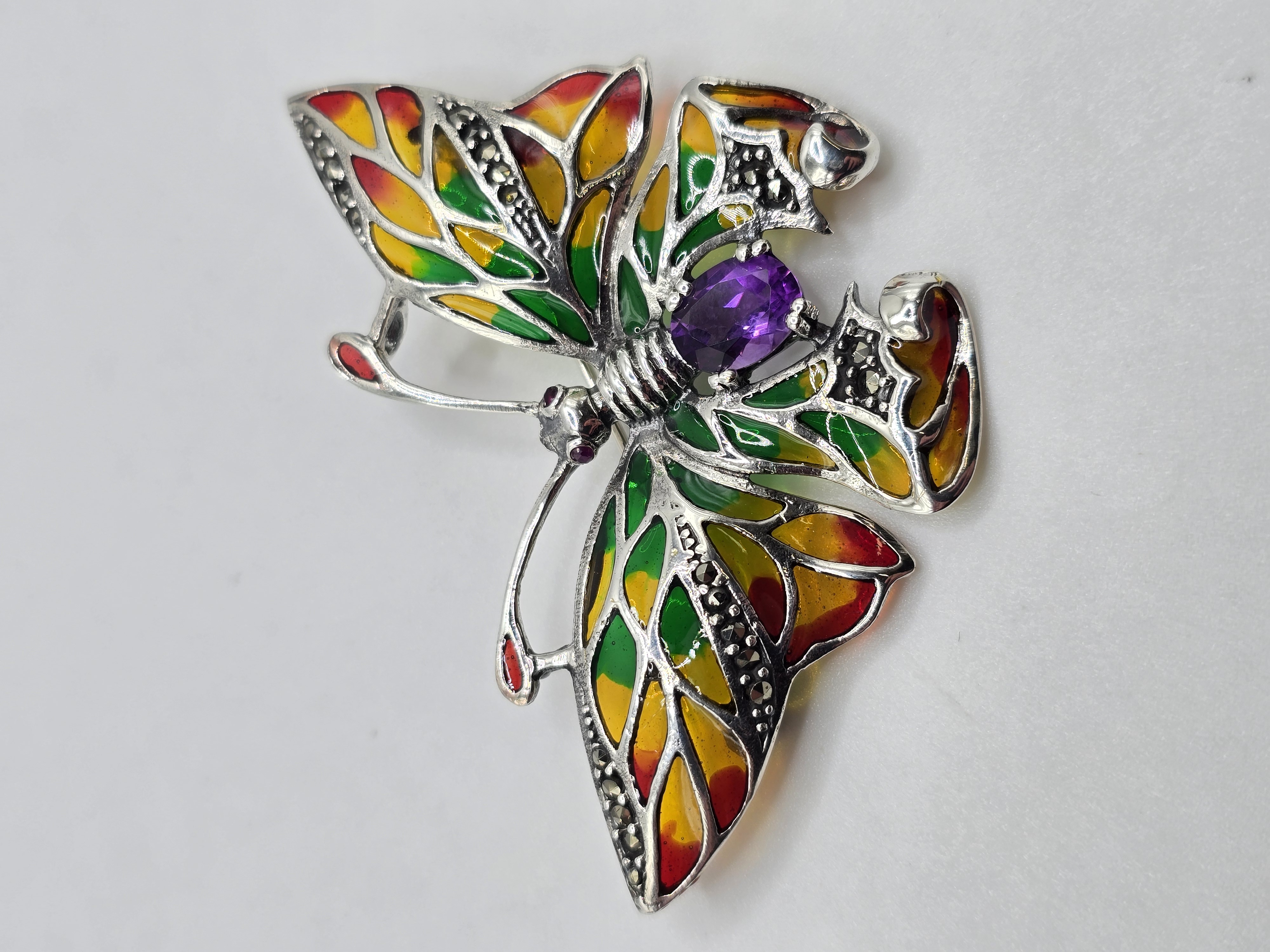 925 zilveren broche, met Amethist