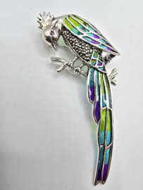 925 zilveren broche, vogel, groot model