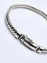 Echt zilveren zware schakelarmband,  22 cm