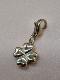 RVS charm. Klaver. Goud.