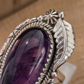 Prachtige echt zilveren ring met Amethist. Maat 20.5