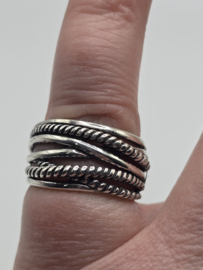Echt zilveren fantasie ring prachtig model maat 17