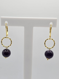 Echt zilveren oorbellen met Amethist goud plating