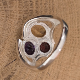 Echt zilveren multi stone ring, maat 19