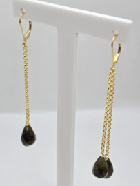 Echt zilveren oorbellen met Labradoriet goud plating