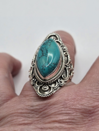 Echt zilveren ring met Turquoise maat 19.5