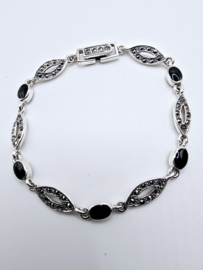 Echt zilveren armband Marcasiet maat 19 cm.