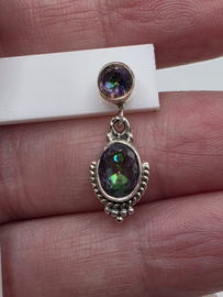 Echt zilveren oorbellen, Mystic Topaas