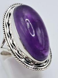 Zilveren ring Amethist maat 19