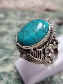 Echt zilveren ring met Turquoise maat 18