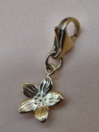 RVS charm. Bloem. Goud.