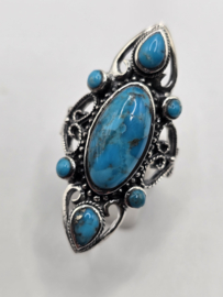 Echt zilveren ring met Turquoise maat 18