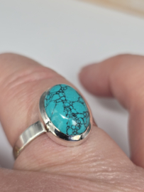 Echt zilveren ring met Turquoise maat 17