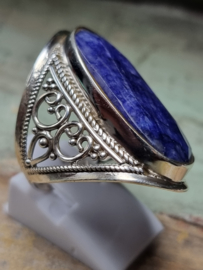 Echt zilveren ring met Saffier, maat 19