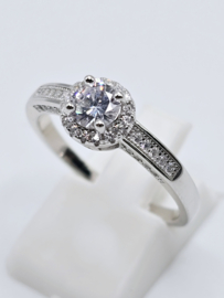 Echt zilveren ring met Zirkonia Silver Maat 17  MDZ12