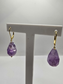 Echt zilveren oorbellen met Amethist goud plating