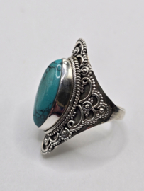 Echt zilveren ring met Turquoise maat 19.5