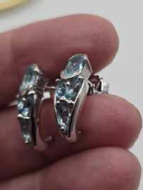 Prachtige echt zilveren oorstekers met blauwe zirconia MDZ30
