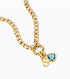 Letter & birthstone Necklace gold