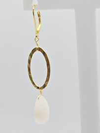 Echt zilveren oorbellen met roze Aventurijn goud plating