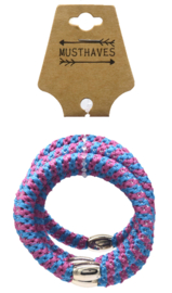 Hairtie bracelet blauw/paars