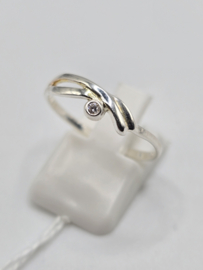 Echt zilveren dames ring Maat 19 met zirconia