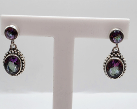 Echt zilveren oorbellen, Mystic Topaas