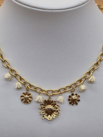 Collier met acetaat bloemige roos bedeltjes