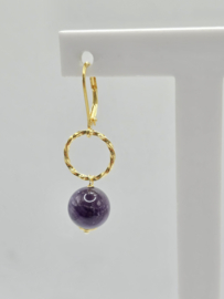 Echt zilveren oorbellen met Amethist goud plating