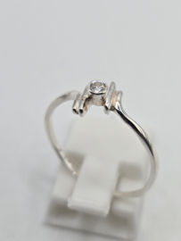 Echt zilveren dames ring Maat 19 met zirconia
