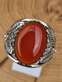 Prachtige echt zilveren  ring met Carneool.  Maat 20.5