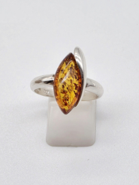 Prachtige echt zilveren ring met Barnsteen, maat 19