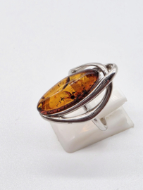 Prachtige echt zilveren ring met Barnsteen, maat 17.5