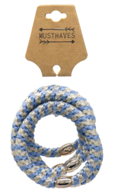 Hairtie bracelet blauw/wit