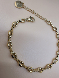 Biba Lief en Joliet armband, stainless steel, goud.