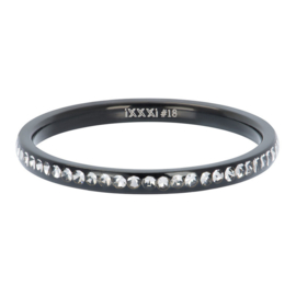 Ring cristal zilver zwart