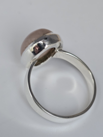 Echt zilveren ring met rozenkwarts maat 20.5