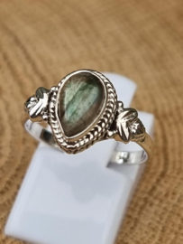 Echt zilveren ring met Labradoriet maat 17 mm