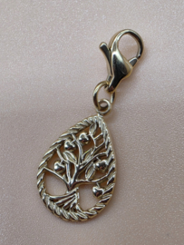 RVS charm, levensboom. Goud.